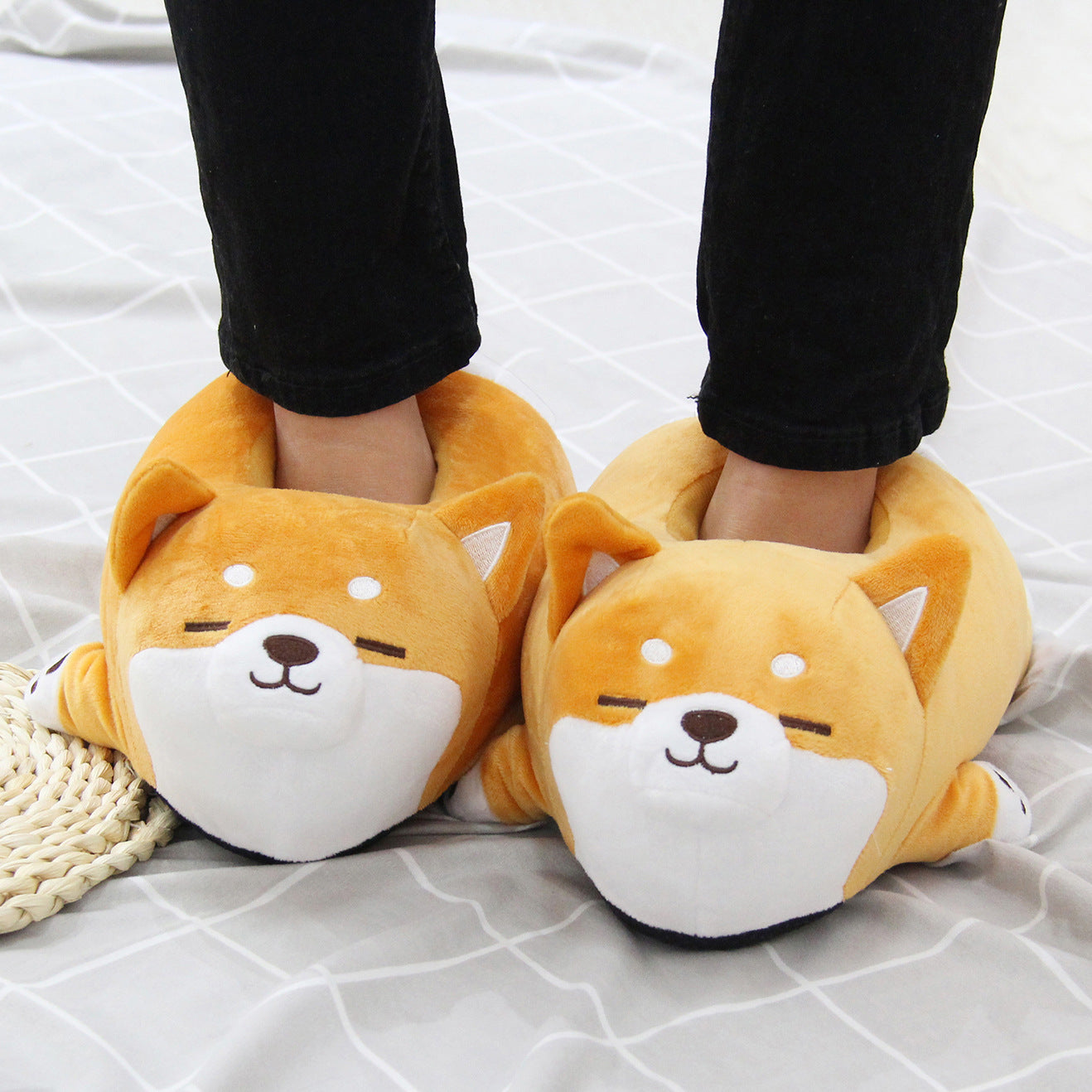 Cute Soft Cute Corgi Slippers Animal Home Plush Cotton Shoes