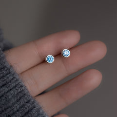 Korean Fashion Simple Round Solitaire Earrings