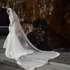 Bridal Fashion Lace Solid Color Long Veil