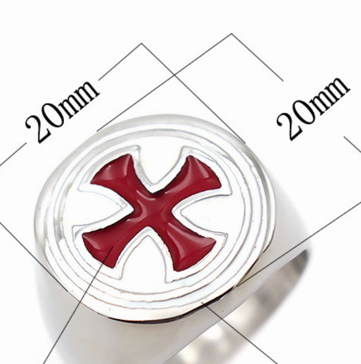 Retro Men's Titanium Steel Ring Red Drip Cross