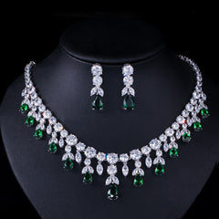 Luxury  Zircon Bridal Party  High-end Accessories  Luxury Water Drop Big Suit Super Flash Zircon Bridal Party Dress High-end Accessories  ellexo shop  jewelry  necklace  pendant  bridal sets  women jewelry  women accessories  trendy jewelry  girls product  fashion  girls fashion  women fashion