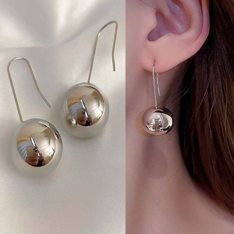 Simple Round Beads Ear Hook Light Luxury Minority Design Sense