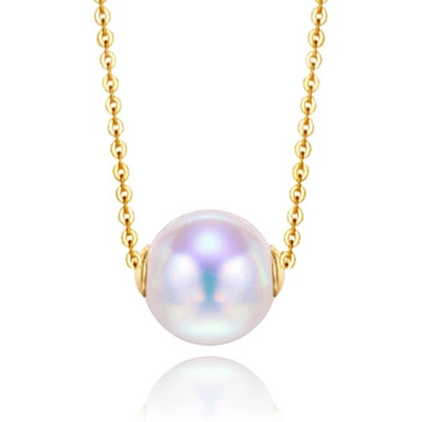 Road pass 18 K gold Akoya natural seawater pearl pendant necklace, clavicle containing 18K gold chain factory direct sales