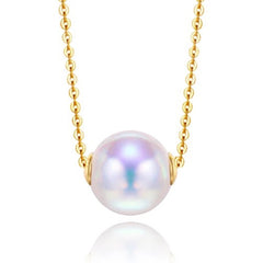 Road pass 18 K gold Akoya natural seawater pearl pendant necklace, clavicle containing 18K gold chain factory direct sales