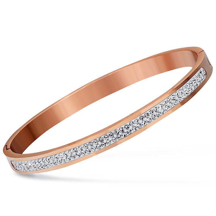 Stainless steel bracelet with diamonds