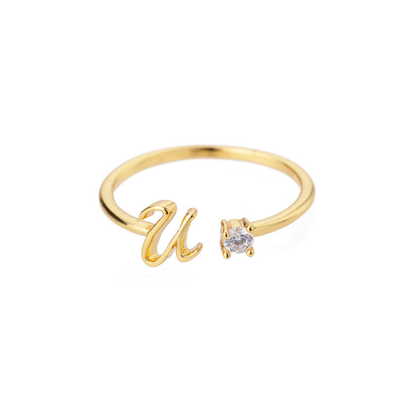 Letters Ring 26 Letters AZ Gold 18K Gold Plated Ring