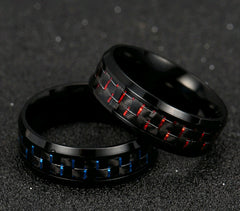 Carbon Fiber Ring Men's Ring Fashion Men's Titanium Steel Ring