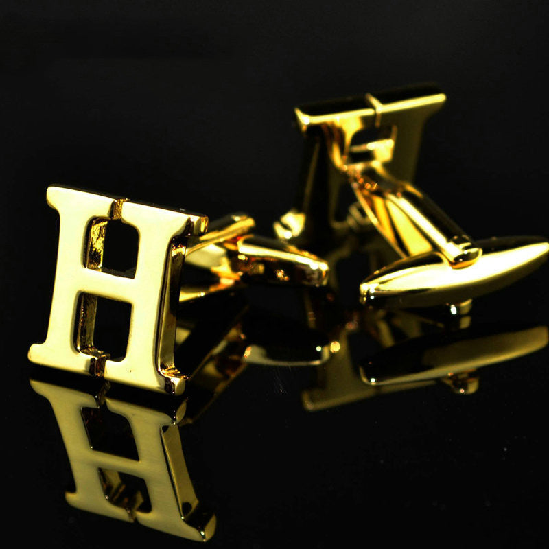 A-Z plated 14K gold letters cufflinks cufflinks