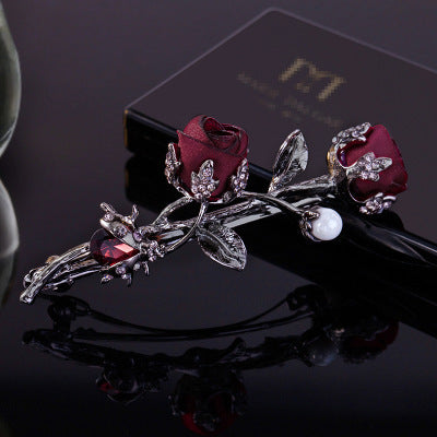 Creative Alloy Rose Rhinestone Hair Clip