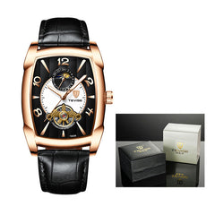 Watch Men's Barrel Tourbillon Leather Mechanical Watch