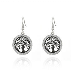 creative earrings life tree ear hooks Europe and the United States Amazon punk earrings round hollow diamond earrings