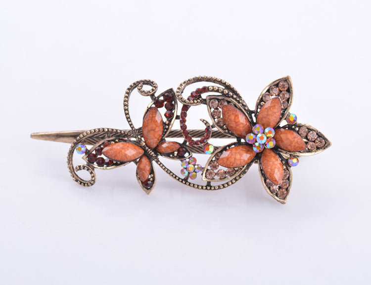 Chinese style retro resin butterfly dish hair clip