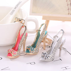 Fashion Diamond-studded High Heels Shape Keychain