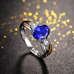 Silver-plated melange sapphire ring