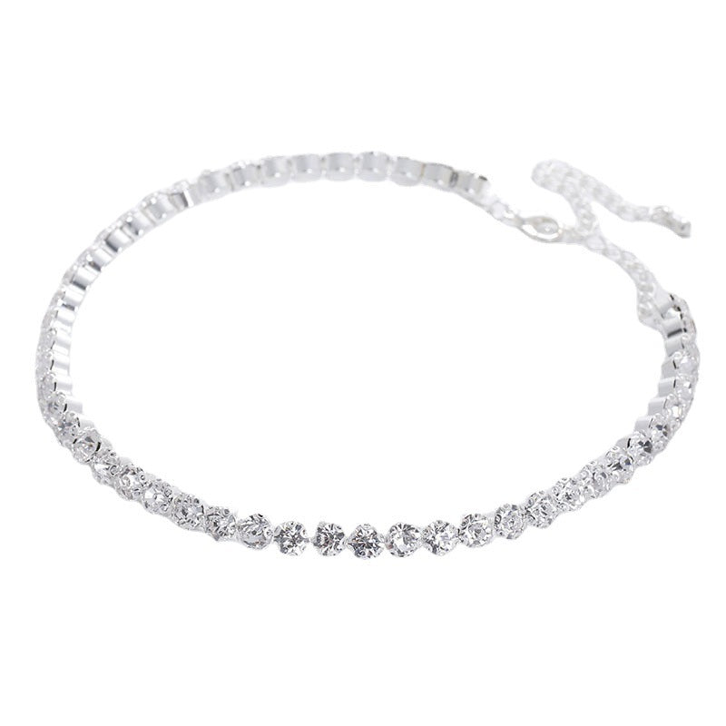 Women's Airy Fashion Rhinestone Single Row Necklace