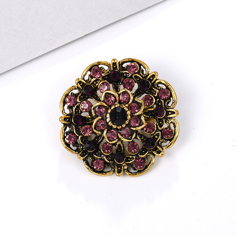 Alloy rhinestone small pin brooch costume