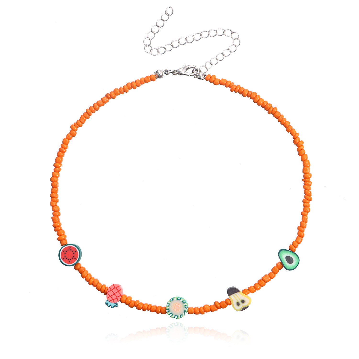 Personalized Colorful Fruit Element Rice Bead Necklace For Women