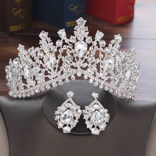 Bridal Crown Necklace Earrings Set Of Three