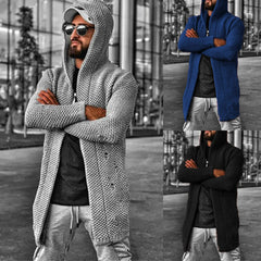 Men's cardigan solid color hooded sweater coat