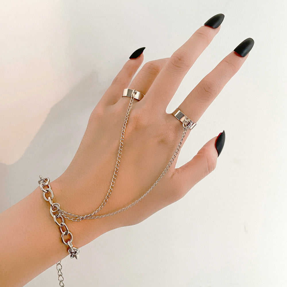 Fashion Punk Finger Siamese Bracelet Ring