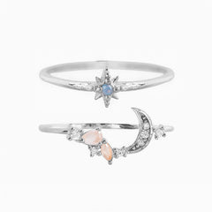 Women's Star Moon Combined Ring Set