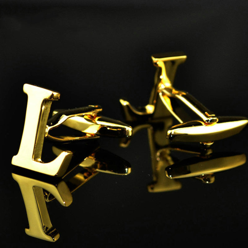 A-Z plated 14K gold letters cufflinks cufflinks