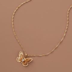 Ladies Short Clavicle Chain New Diamond Butterfly Necklace