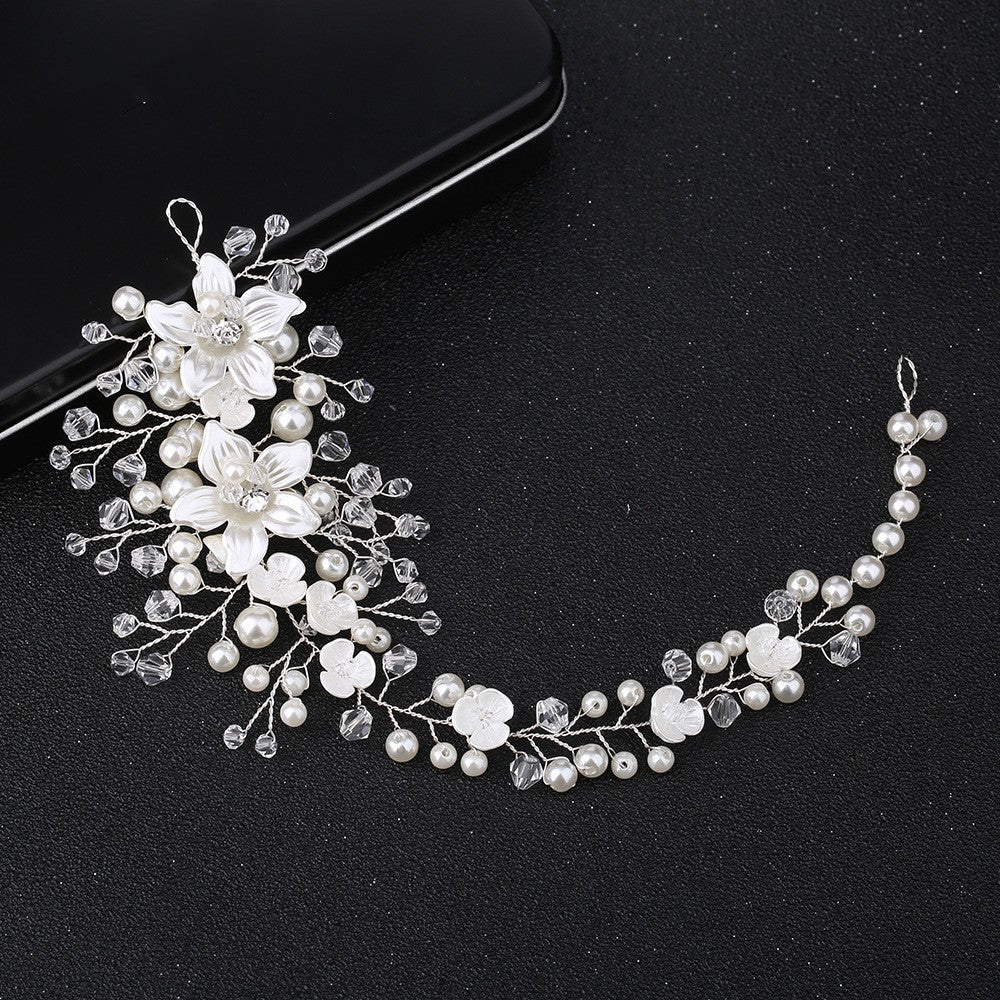 Handmade Hair Accessories With Flower Shaped Crystal Pearl Twist Beads