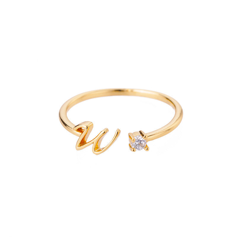 Letters Ring 26 Letters AZ Gold 18K Gold Plated Ring