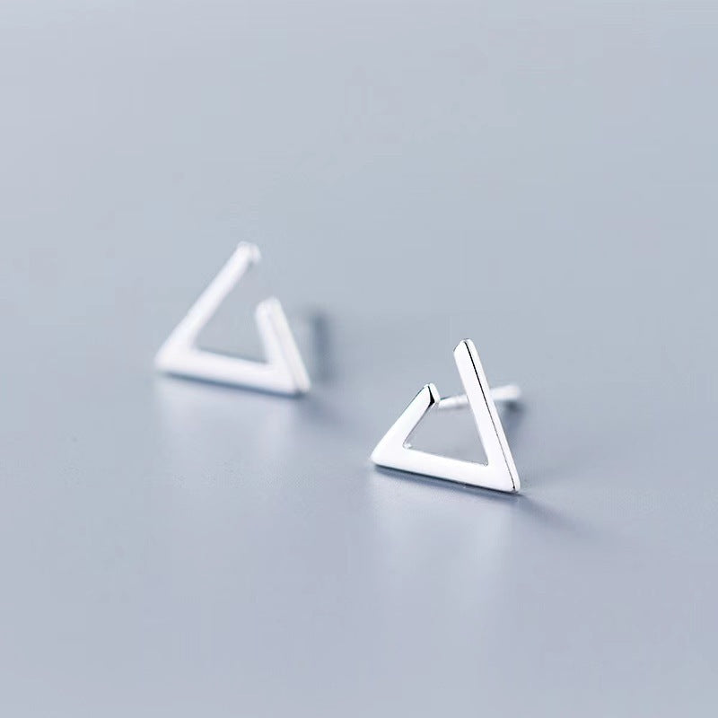 Sterling Silver Triangle Stud Niche Design Earrings