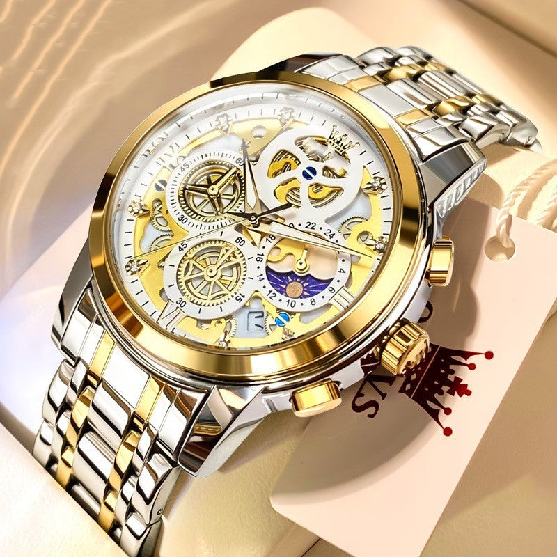 Men's Hollow Out Single Calendar Quartz Watch