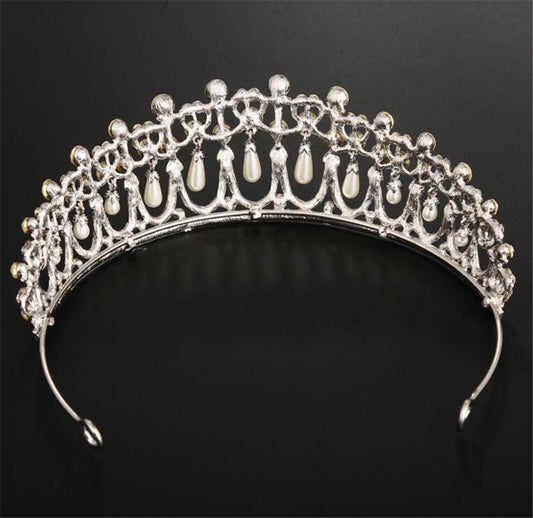 Bridal Crown Rhinestone Pearl Water Drop Hair Accessories Wedding Dress Ornaments