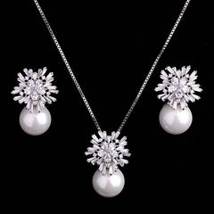 luxury pearl necklace earrings set with zircon jewelry fashion bride  girls product  women accessories  trendy jewelry  women product  jewelry  necklace  earing  women products  Accessories  ellexo shop  fashion  girls fashion  girls accessories  girls products  High-end Accessories  jewelry set  Luxury  pendant  silver  stylish  Two Piece Set  Wedding Jewelry  women fashion  women jewelry