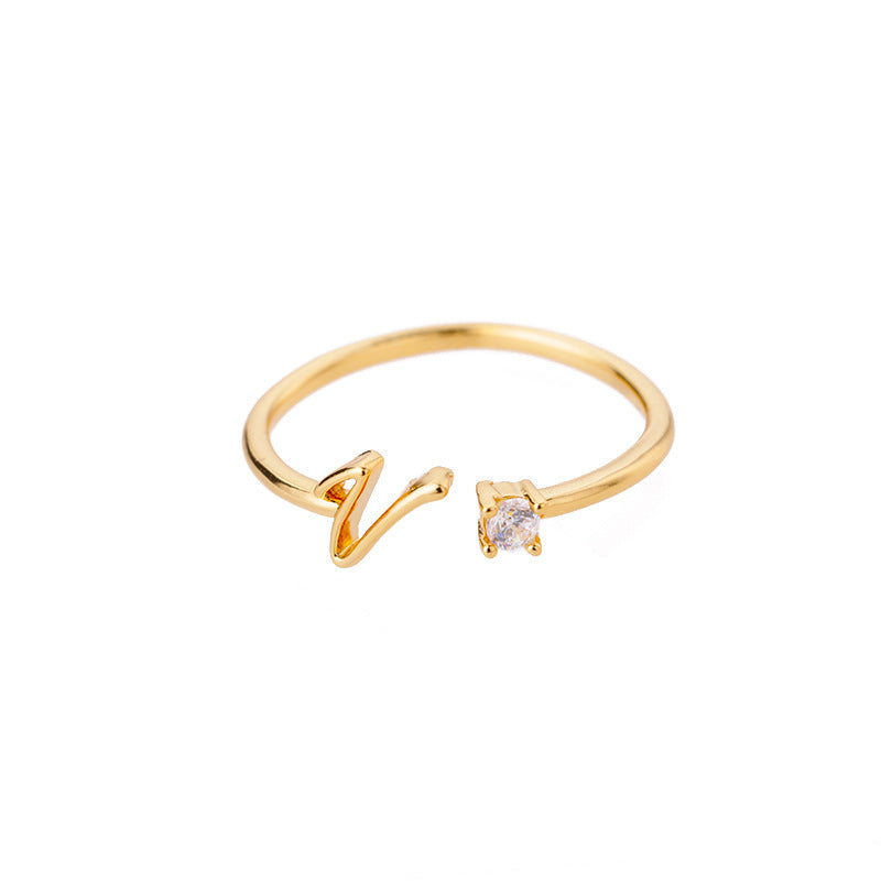 Letters Ring 26 Letters AZ Gold 18K Gold Plated Ring