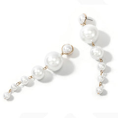 Large And Small Imitation Pearl Long Earrings