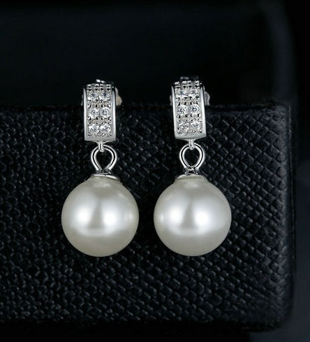 Drop Earrings Fine Jewelry Female Drop Earrings with Pearls Earrings 925 Sterling Silver Jewelry Mother's Day Gift