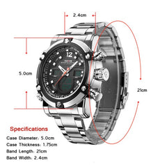 Display sports waterproof steel band watch