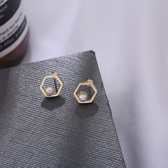 Hollow Diamond Square Stud Earrings