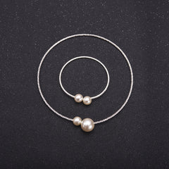 The bride wedding accessories crystal pearl diamond drill collar Necklace Bracelet Adjustable two piece suit