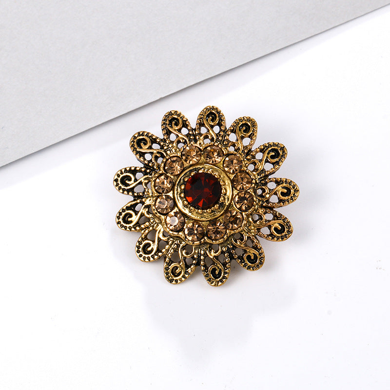 Alloy rhinestone small pin brooch costume