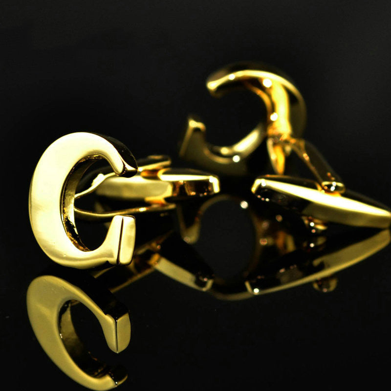 A-Z plated 14K gold letters cufflinks cufflinks