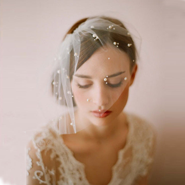 White Wedding Dress With Short Veil Bride