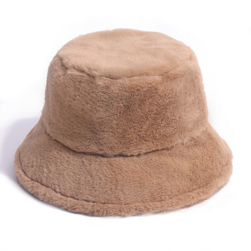 Pure color lamb wool fisherman hat