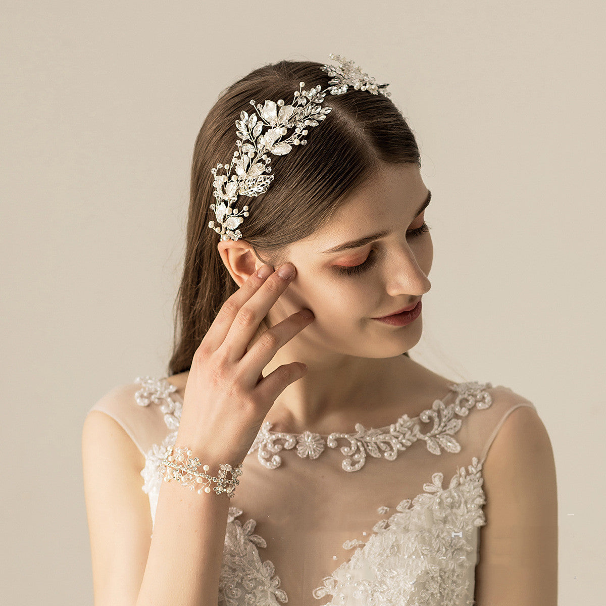 Versatile Alloy Silver Wedding Hairband Wedding Dress Matching