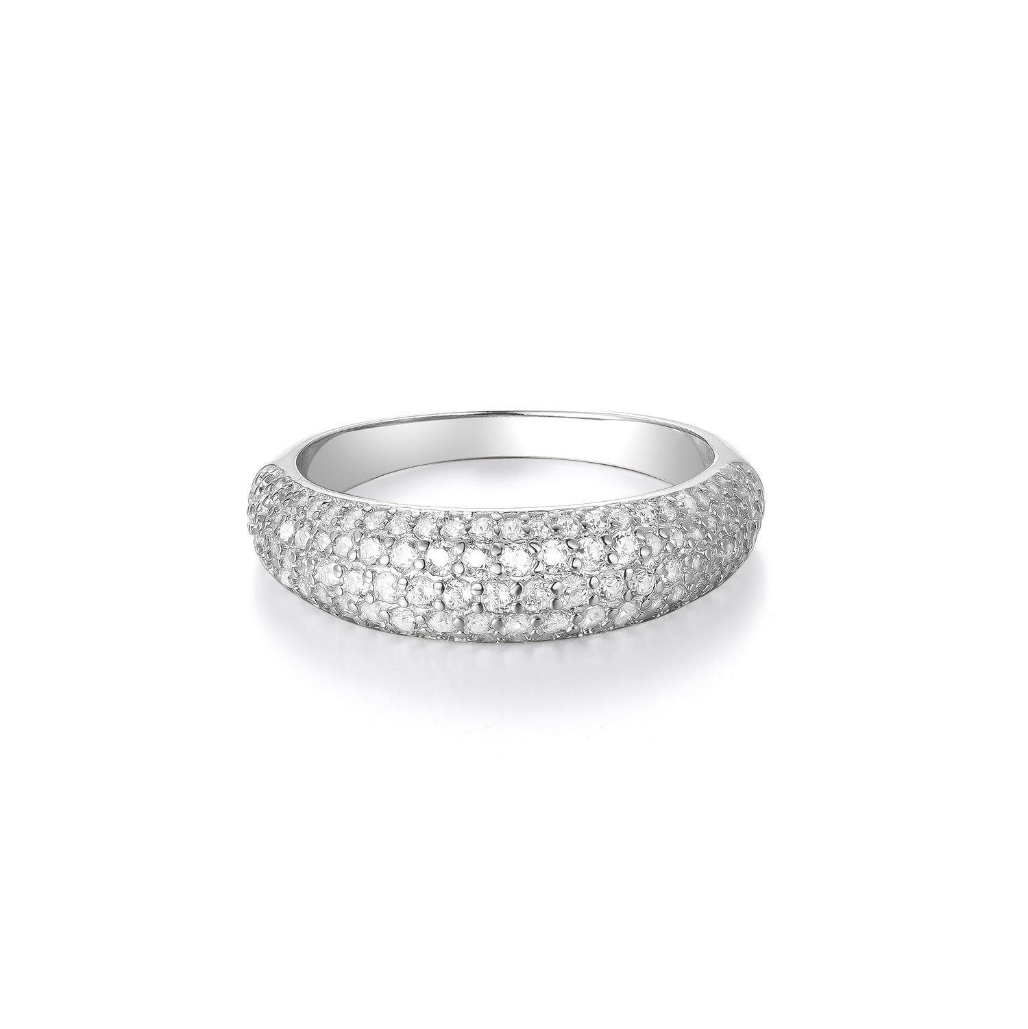 S925 Silver Cuban Multi-row Rhinestone Ring