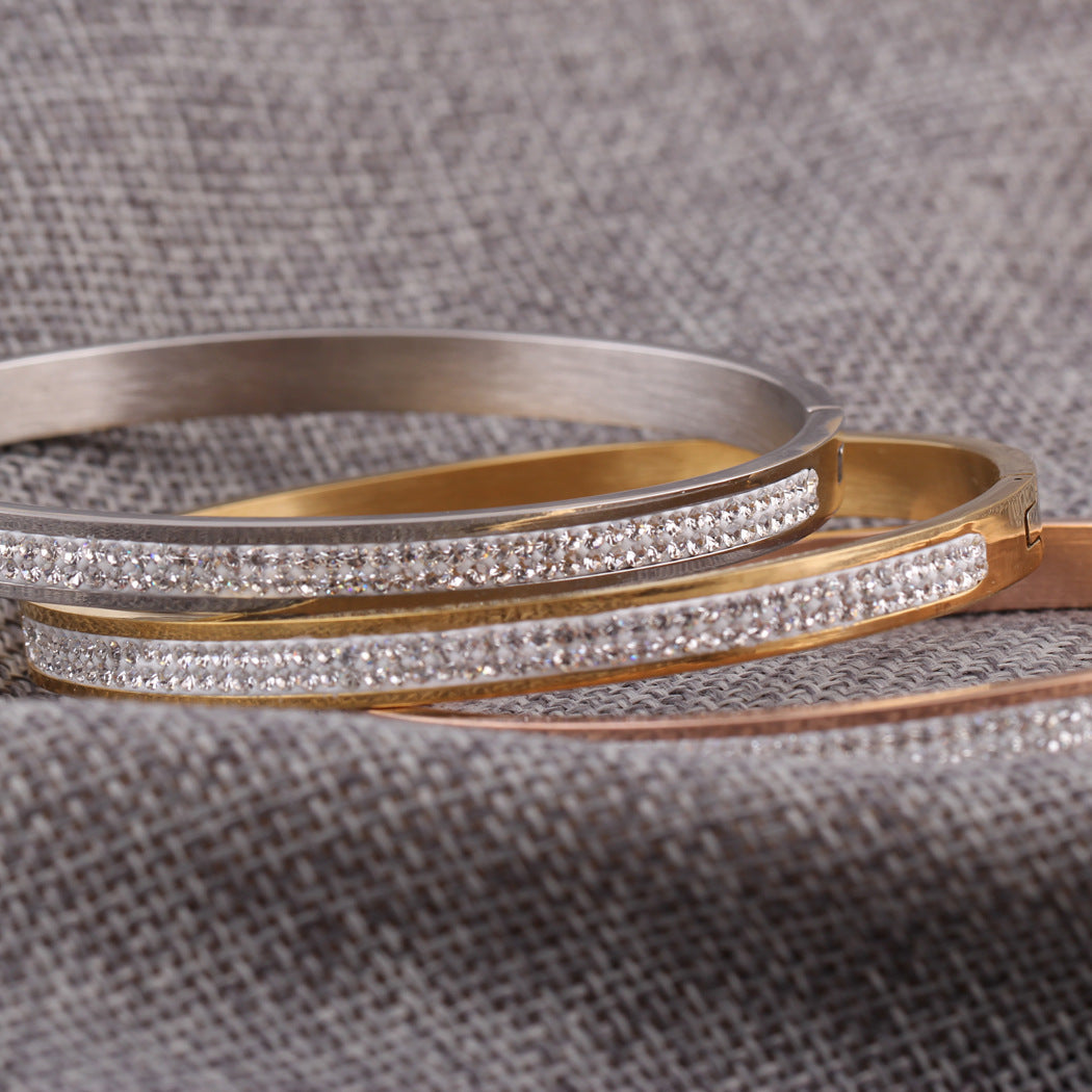 Stainless steel bracelet with diamonds