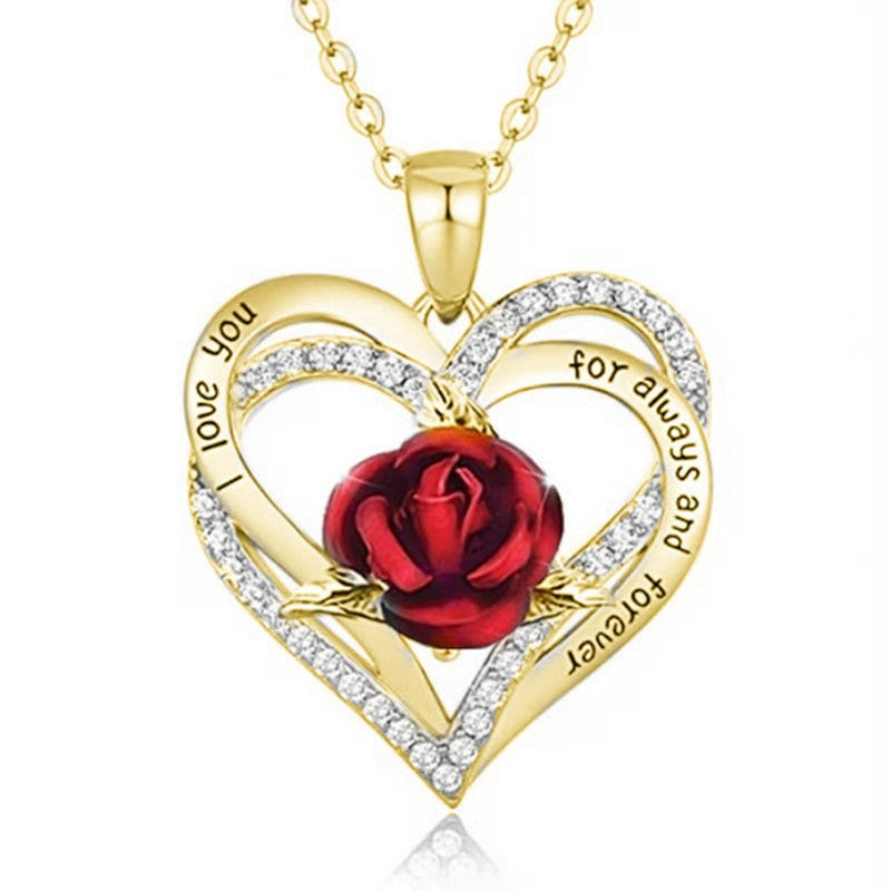 Double Heart Shaped Love Pendant With Zircon