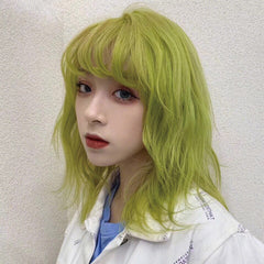 Cool Short Curly Green Hair Wig