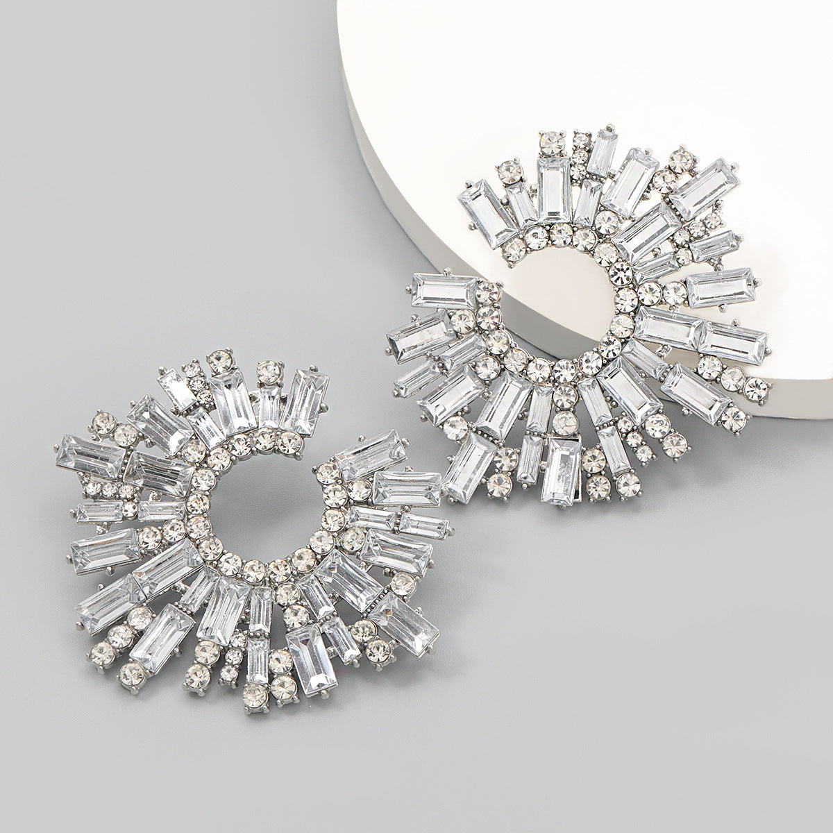 Alloy Diamond Rhinestone Sun Flower Earrings