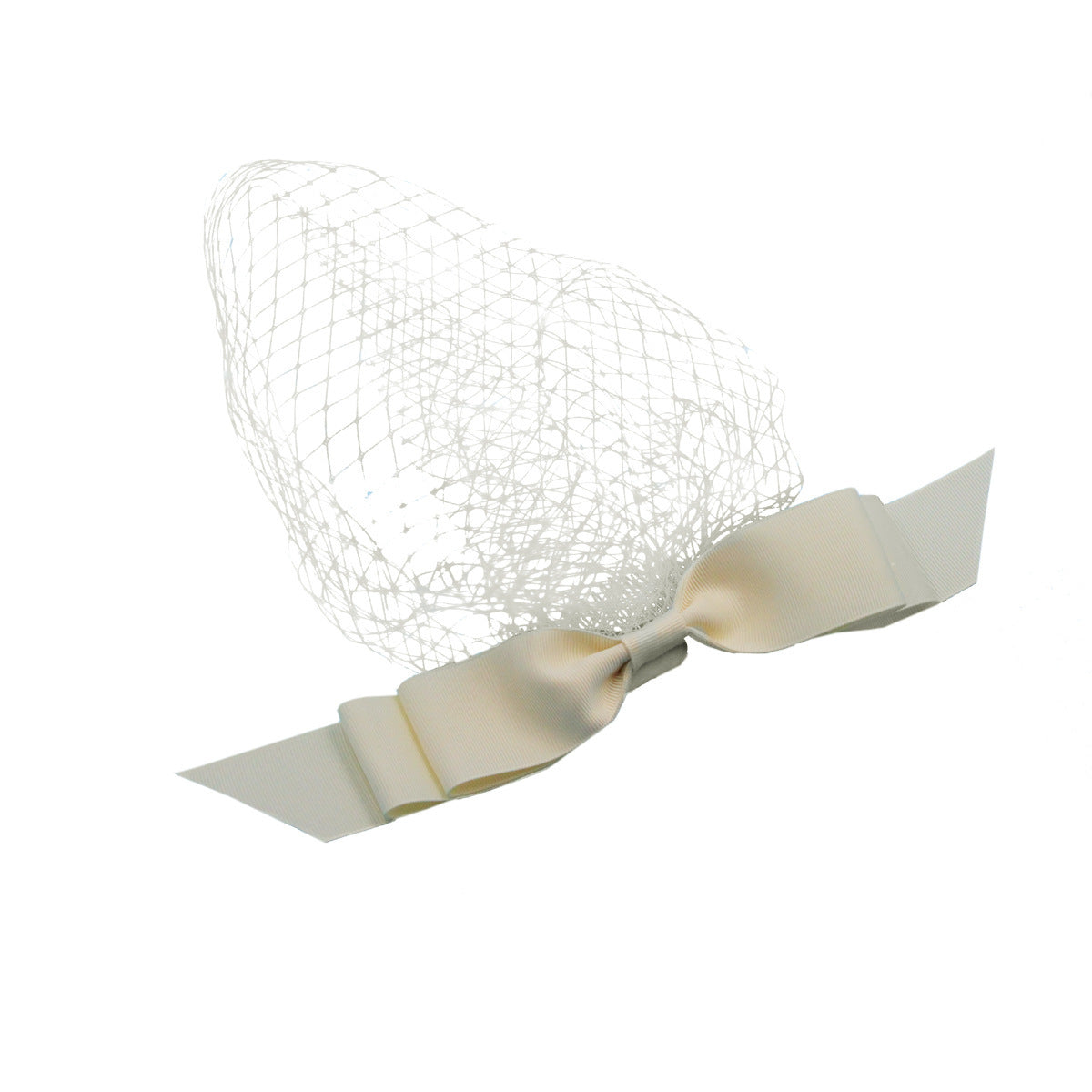 European And American White Mesh Bow Veil